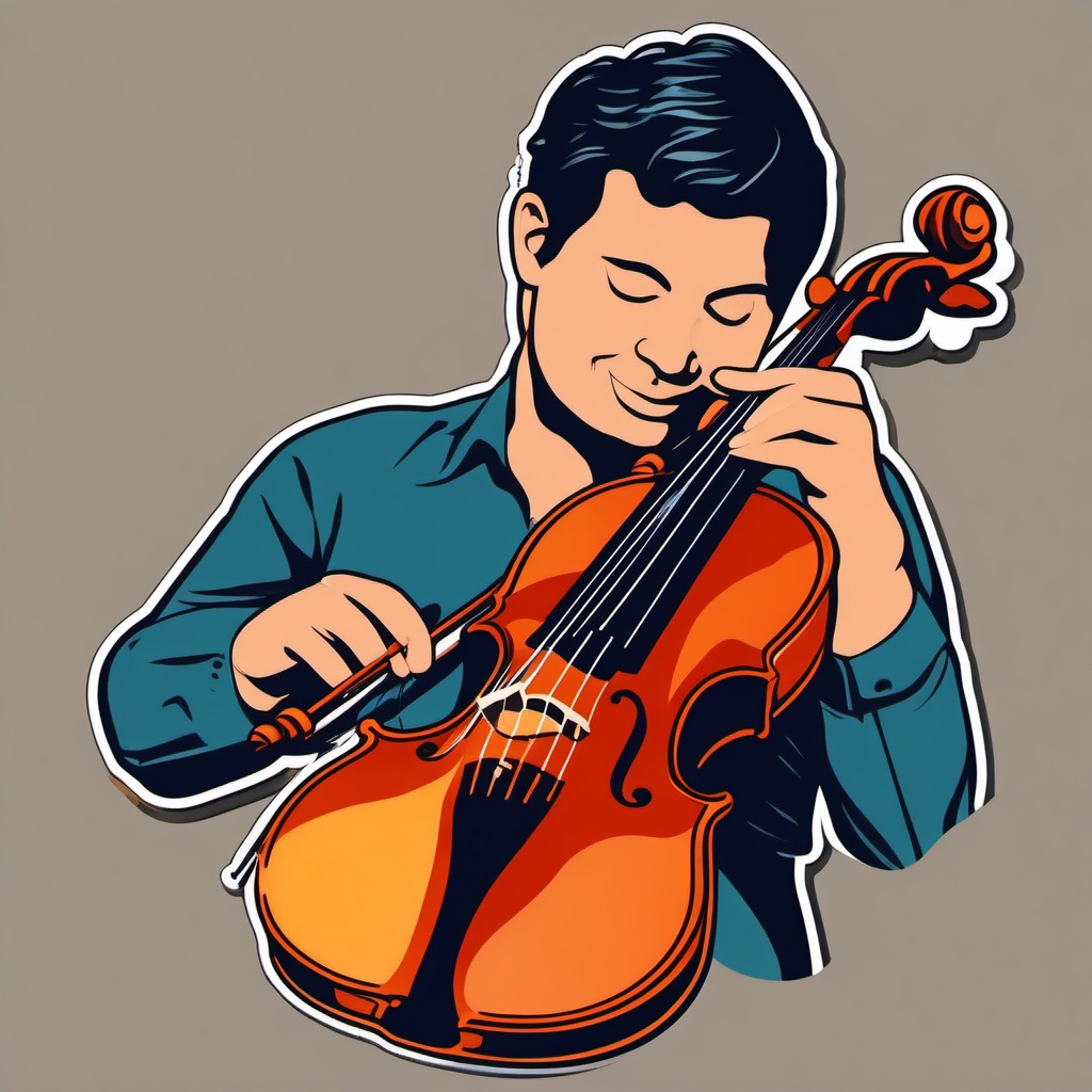 Fiddle Sticker - Playing lively and spirited tunes on the traditional fiddle, , sticker vector art, minimalist design