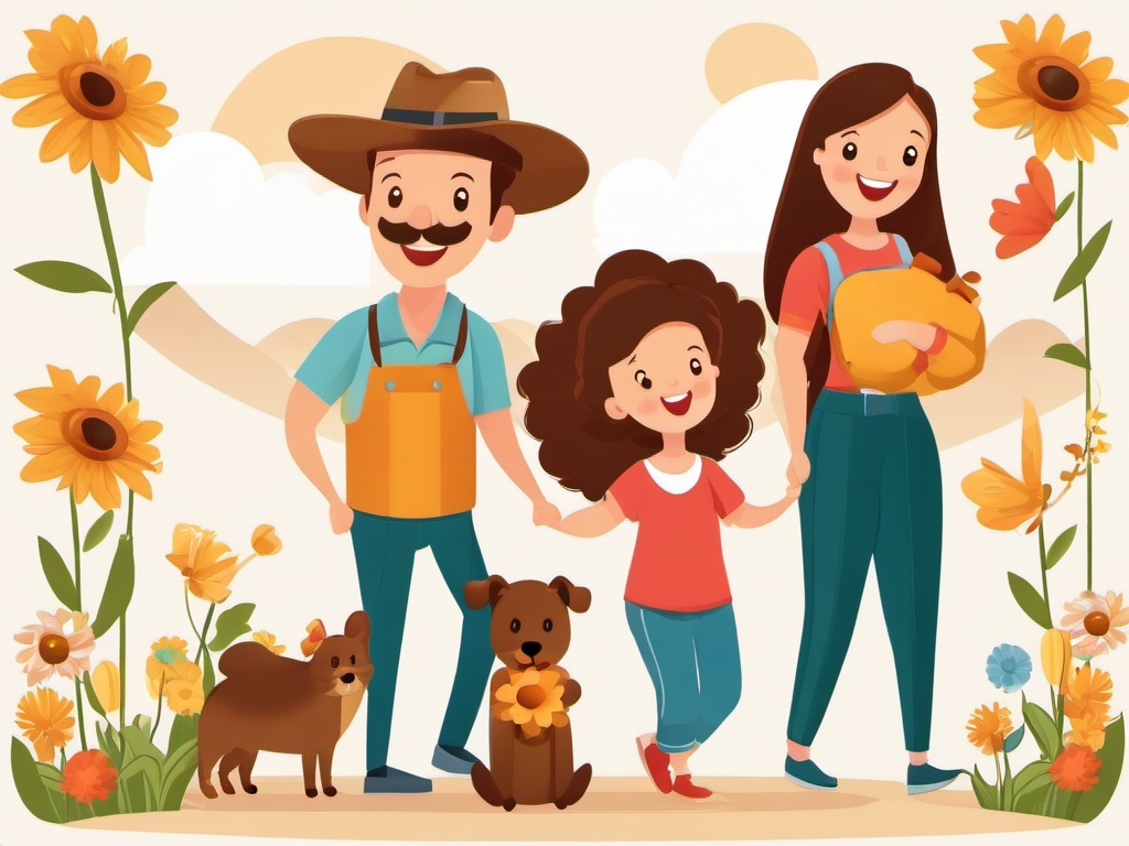 Family Clipart, A happy family enjoying time together. 