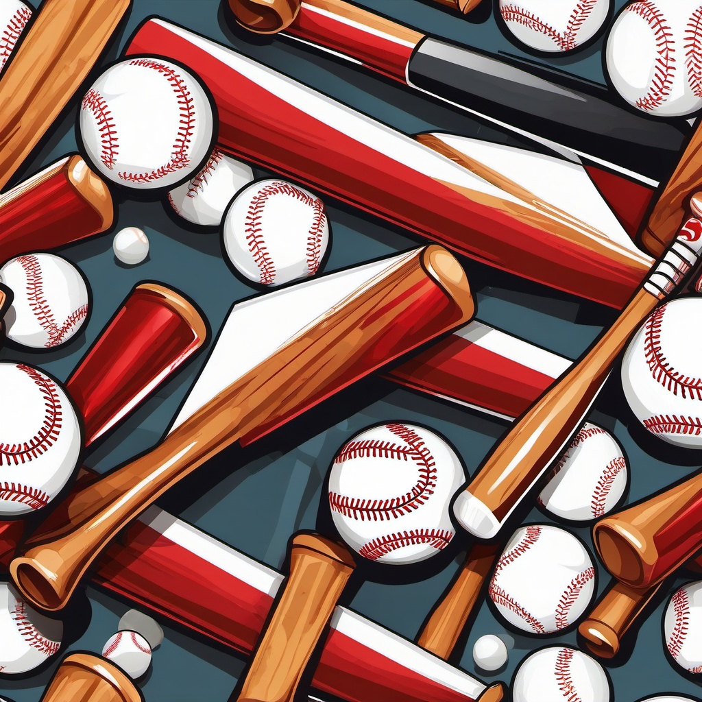 Baseball bat with baseballs around it clipart.  vector style illustration, white background