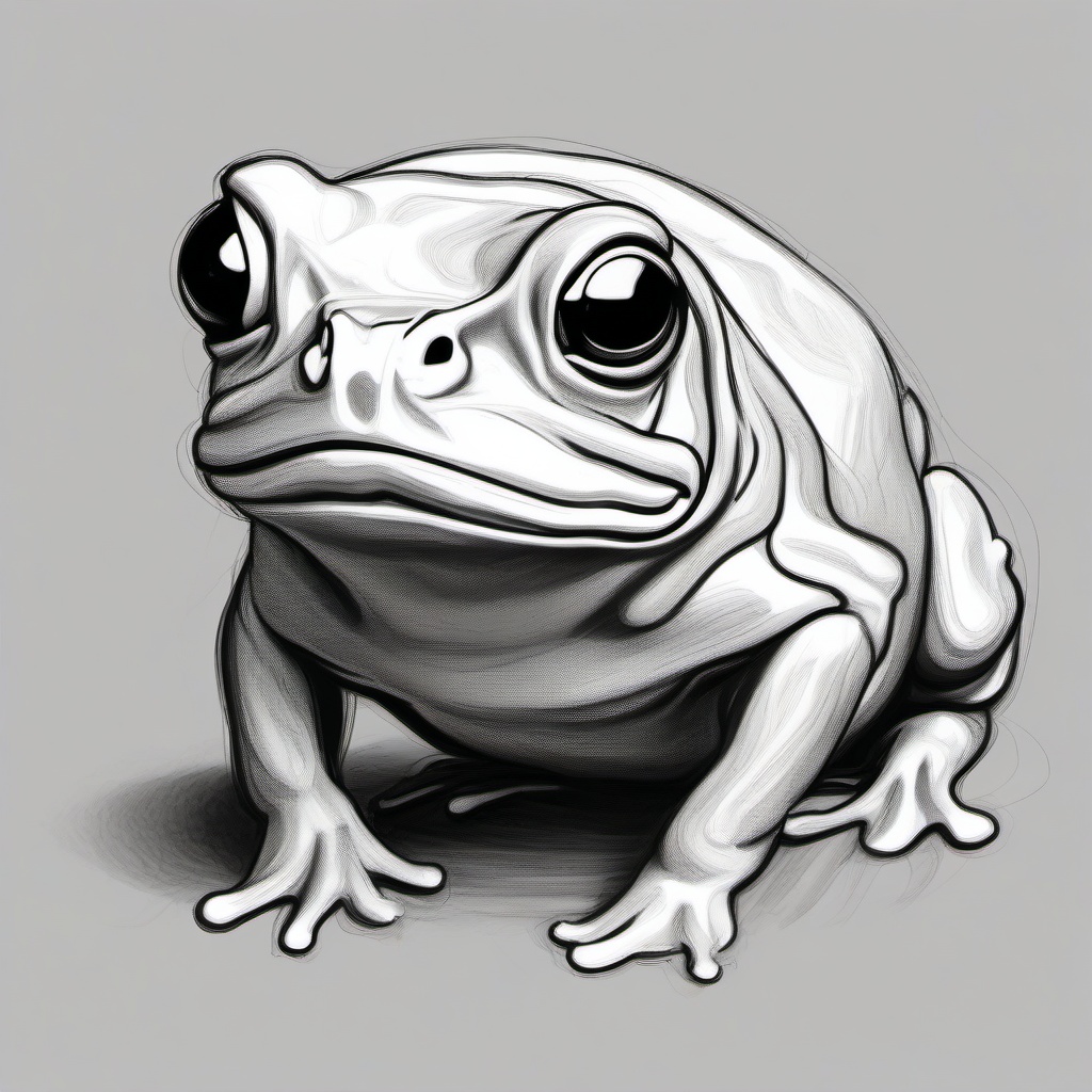 drawing of lesser bulldog frog  minimal rough sketch scribbles,doodles,black and white