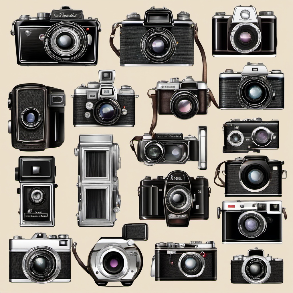 Camera Clipart, Vintage and modern cameras capturing moments. 