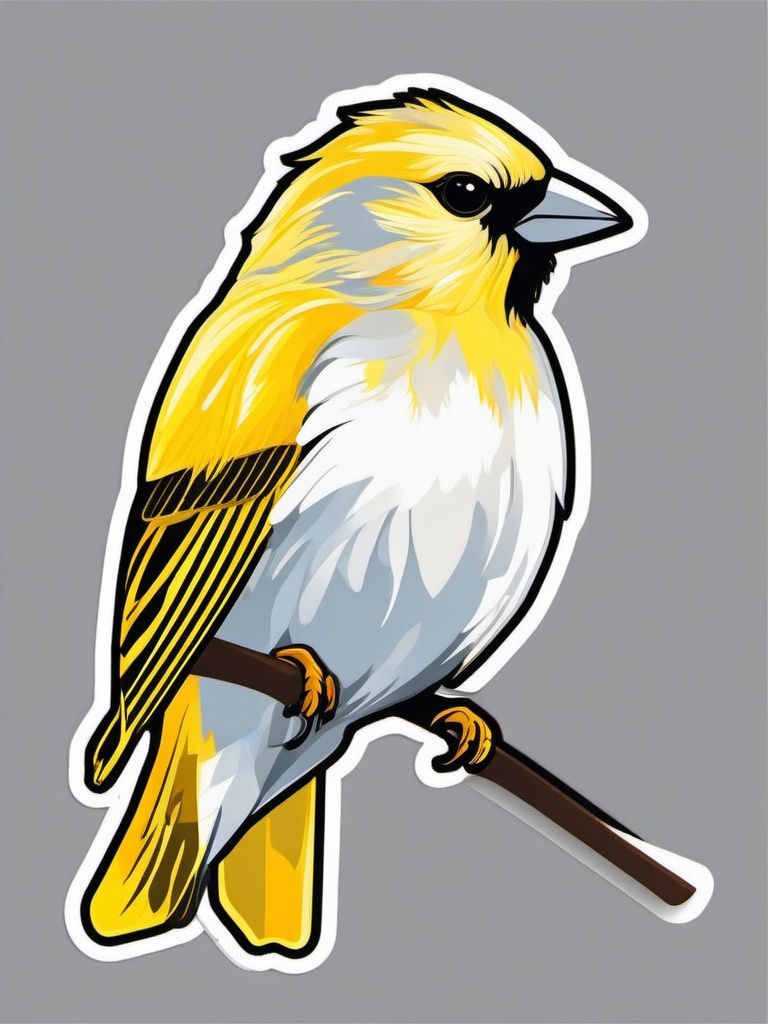 Atlantic Canary Sticker - An Atlantic canary with vibrant yellow plumage, ,vector color sticker art,minimal