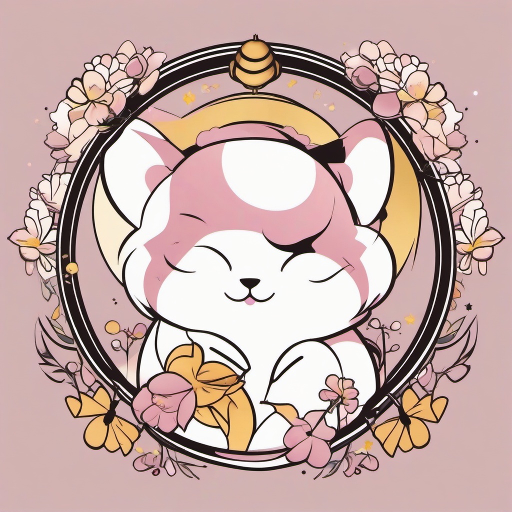 bee and puppycat tattoo  vector tattoo design