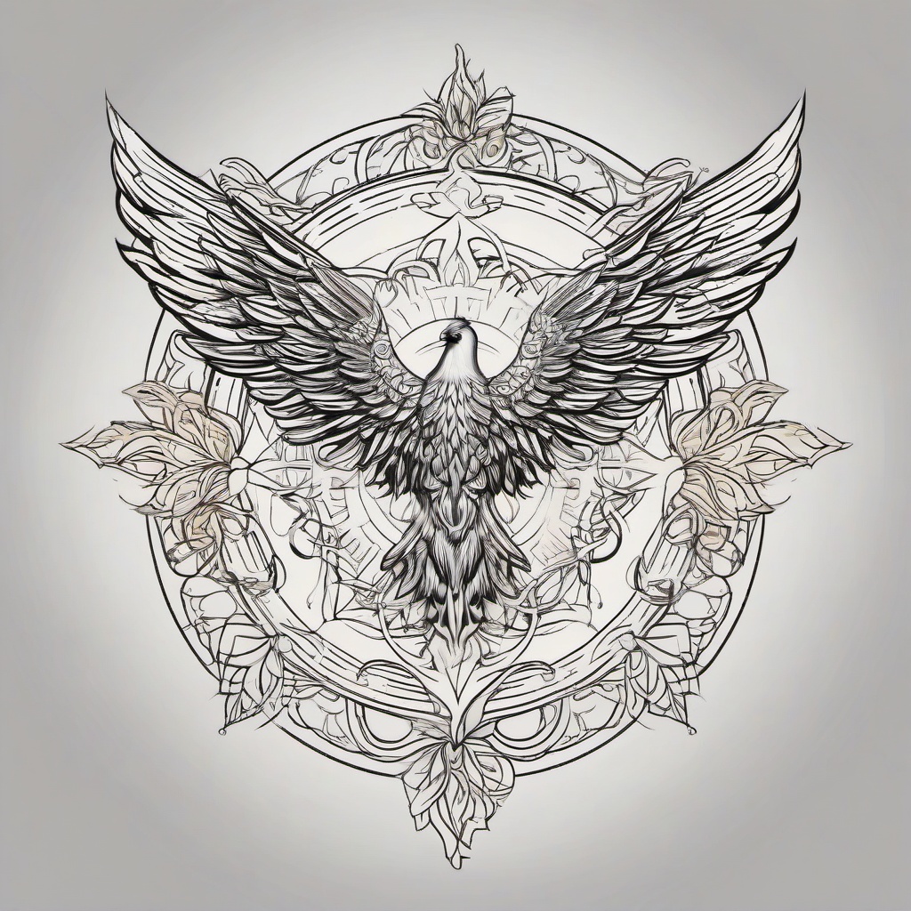 Seraphim Tattoo-Choosing a symbol of celestial purity with a seraphim tattoo, expressing divine enlightenment, protection, and the highest spiritual order.  simple vector color tattoo