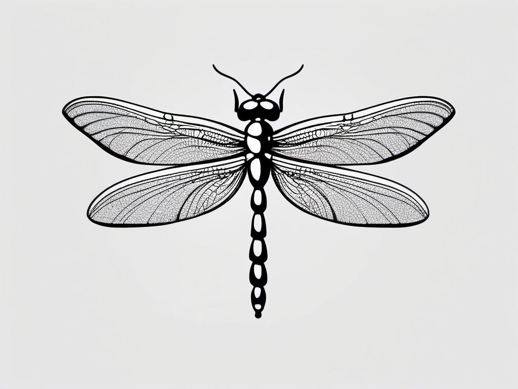 Dragonfly Design Tattoo - Artistic tattoo design showcasing the beauty of a dragonfly.  simple color tattoo,minimalist,white background