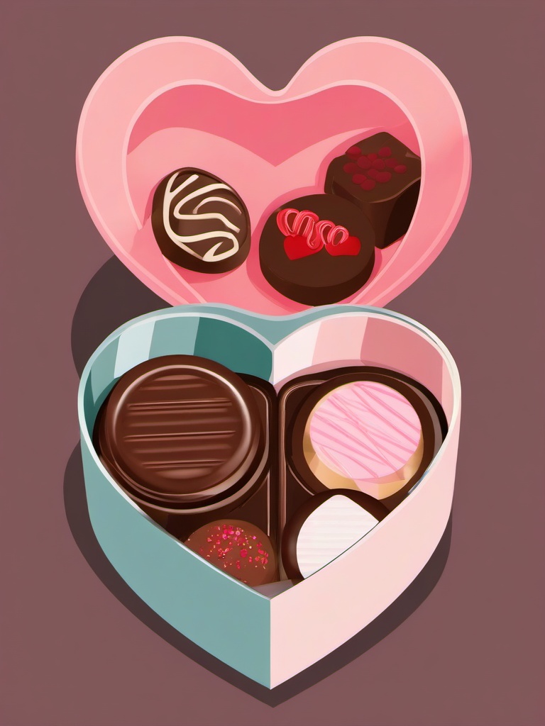 February clipart - chocolates in a heart-shaped box  color,minimalist,vector clipart