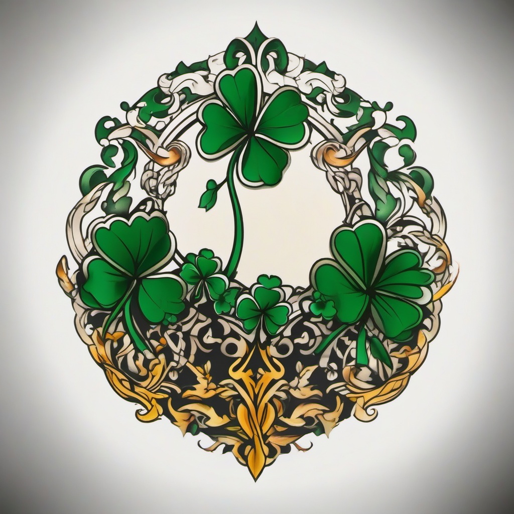 irish themed tattoo  simple color tattoo,minimal,white background