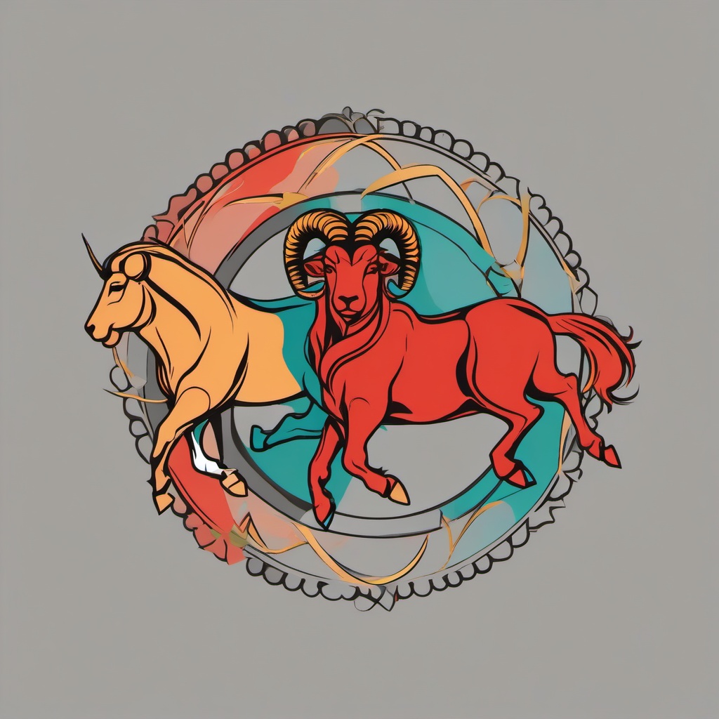 aries and leo tattoo  simple vector color tattoo