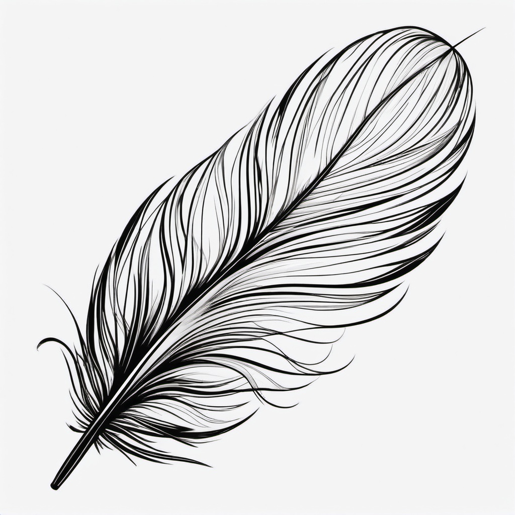 Feather Quill Tattoo - Feather design arranged as a quill.  simple vector tattoo,minimalist,white background