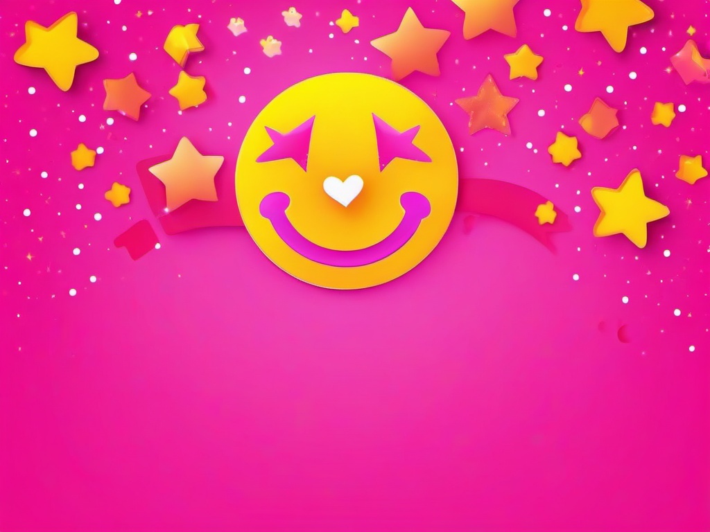 Pink Kawaii Background-Bright pink with kawaii elements like stars, hearts, and smiley faces  background wallpaper