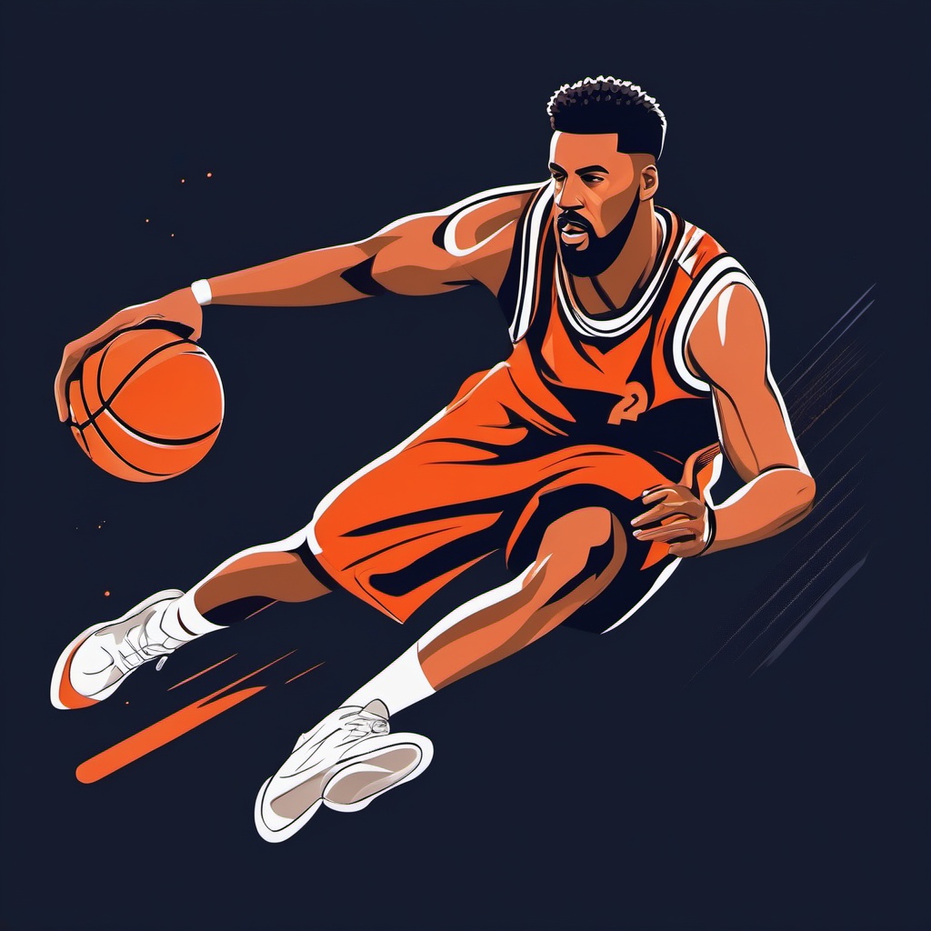 Basketball Player Clipart - A basketball player in action.  color vector clipart, minimal style