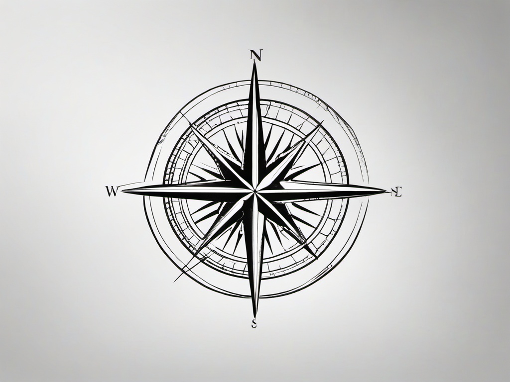 sketch of a compass  minimal rough sketch scribbles,doodles,black and white