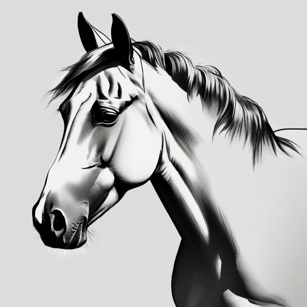 easy sketch of horse  minimal rough sketch scribbles,doodles,black and white