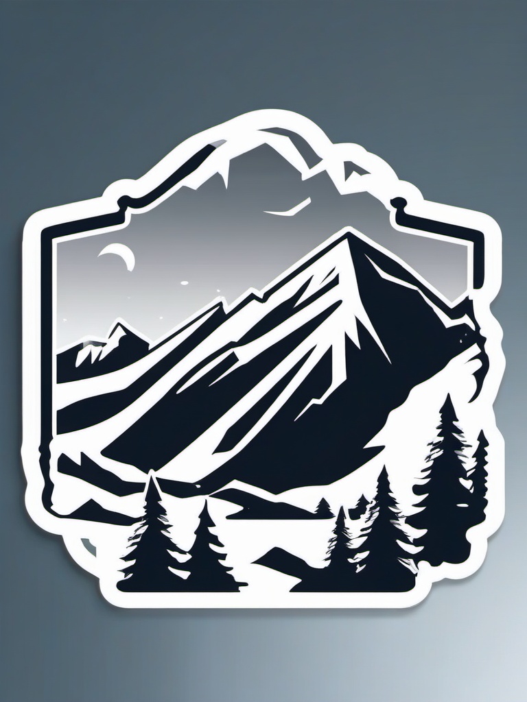 Snowy Mountains Sticker - Experience the breathtaking beauty of snow-covered mountains with this majestic sticker, , sticker vector art, minimalist design