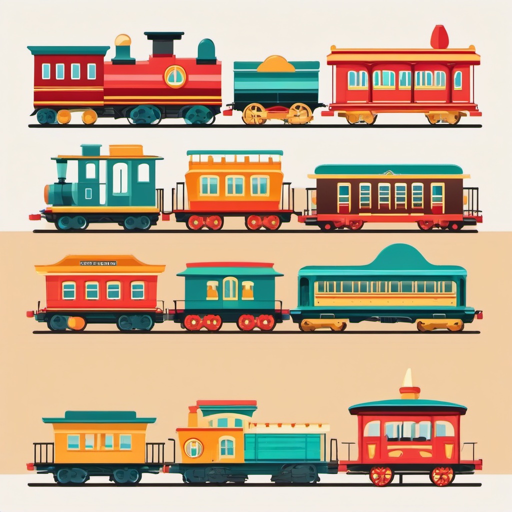 Amusement Park Train Clipart - A miniature train for amusement park rides.  color vector clipart, minimal style