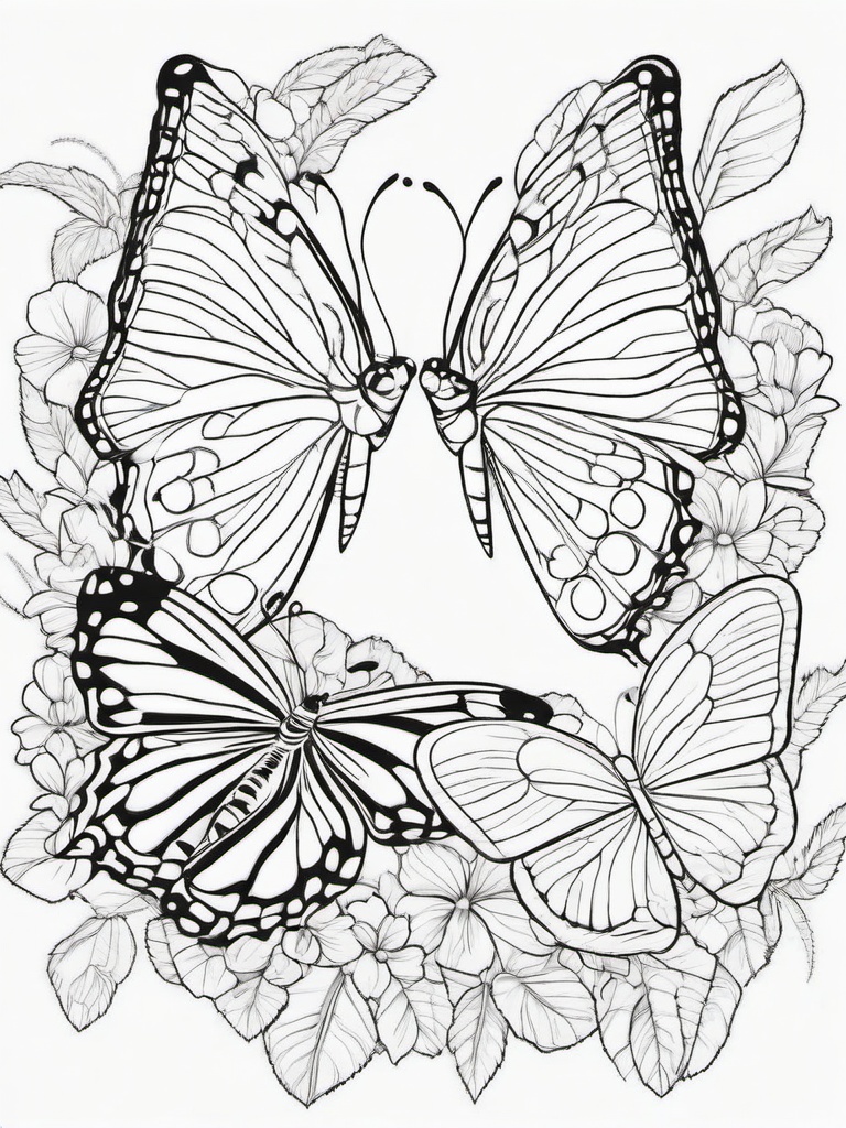 Bug Coloring Pages - Caterpillar and butterfly sharing a moment  simple coloring pages