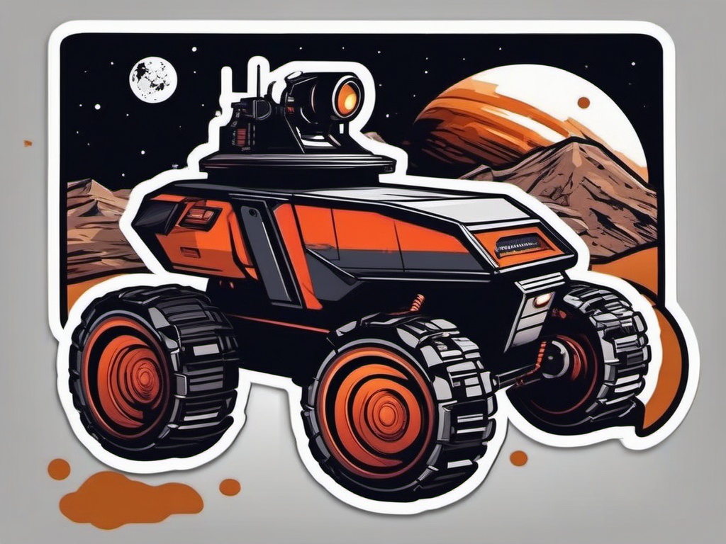 Martian Rover Sticker - Robotic rover exploring the Martian terrain, ,vector color sticker art,minimal