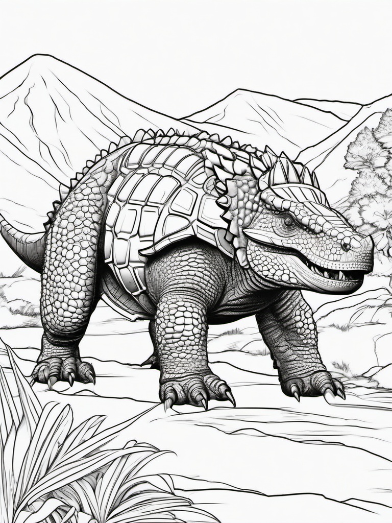 Dinosaur Coloring Pages - Ankylosaurus Armored  simple coloring pages