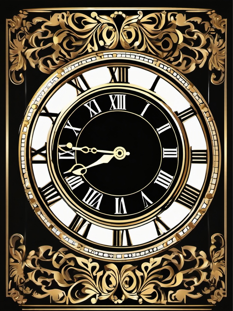 Clock Clipart - An ornate clock with Roman numerals, keeping time with its rhythmic tick-tock.  color clipart, minimalist, vector art, 