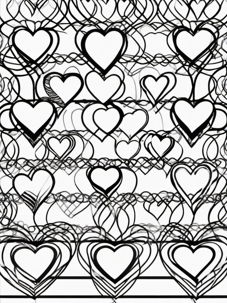 Heart Chain Coloring Pages - Linked Hearts Forming a Chain of Love  minimal black outline printable sheet, coloring page