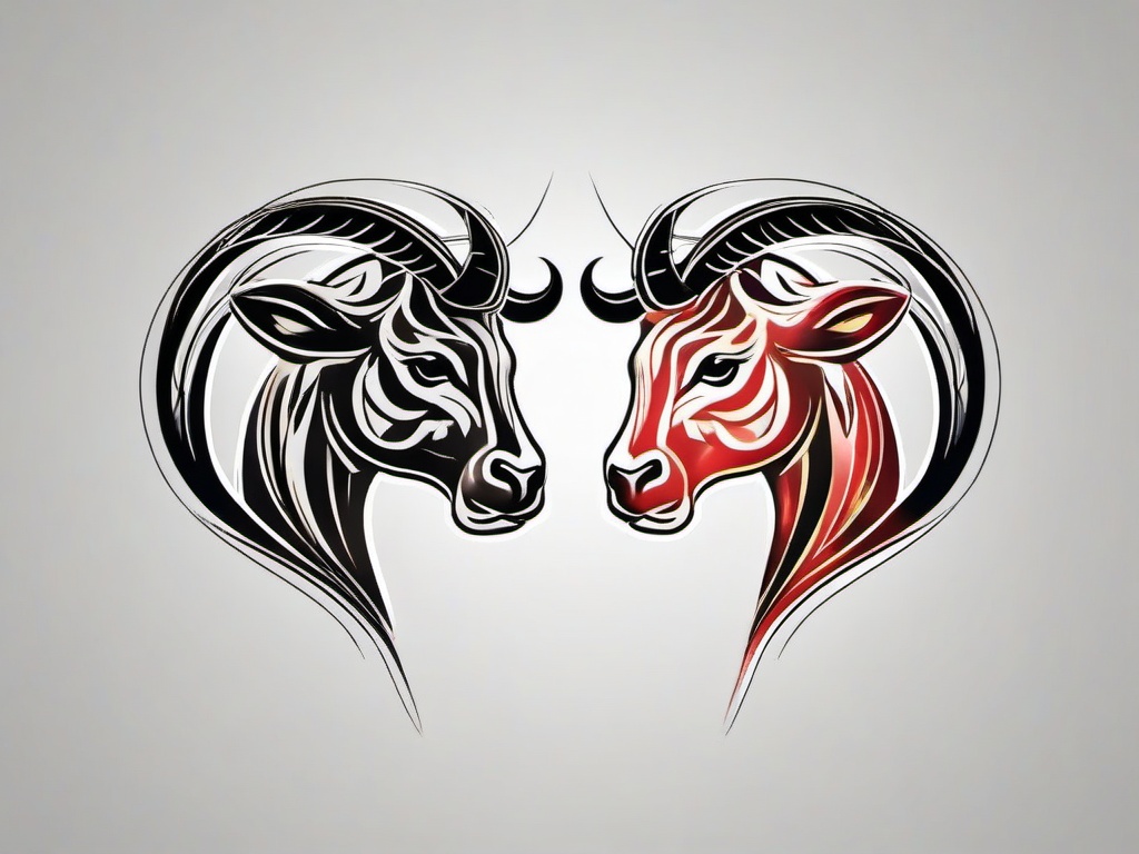 aries and taurus tattoo  simple vector color tattoo