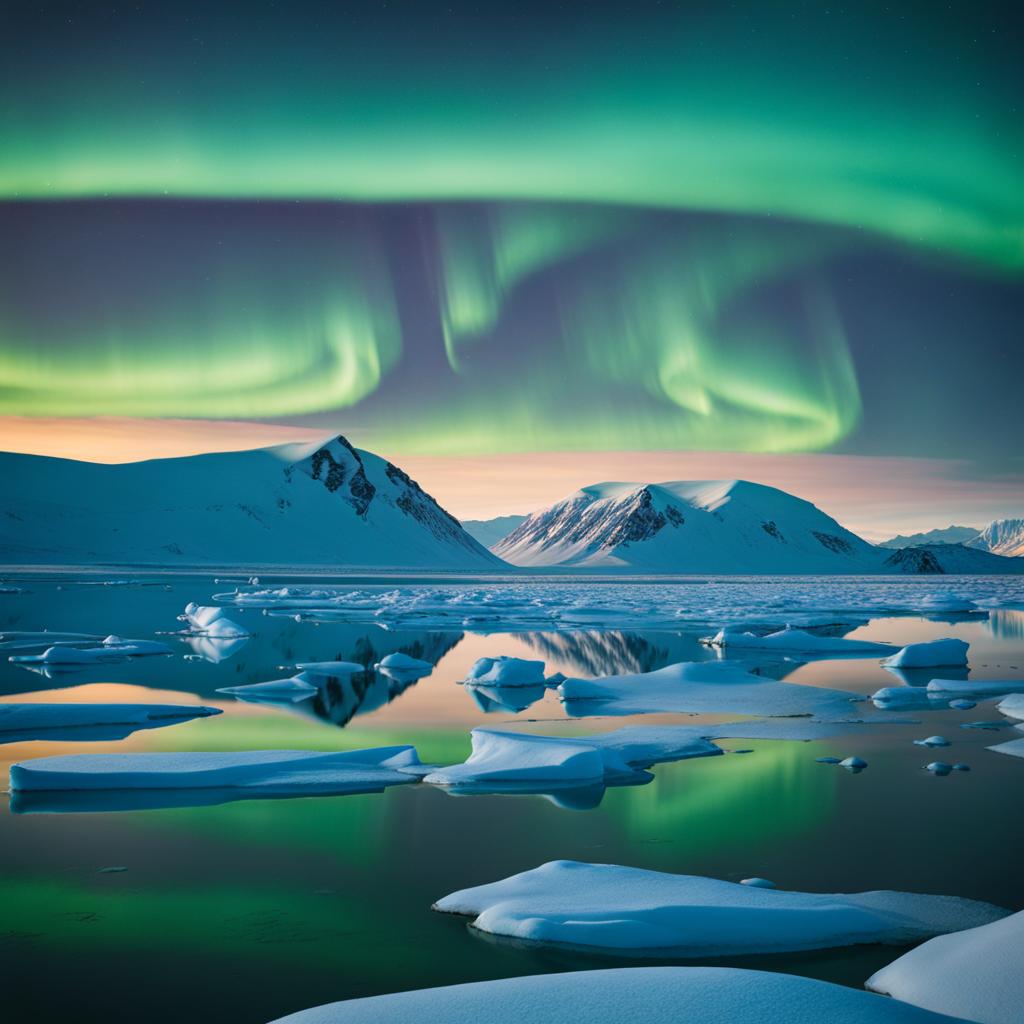 spitsbergen, svalbard - craft a polar night scene at spitsbergen, with icy landscapes and the possibility of the northern lights. 