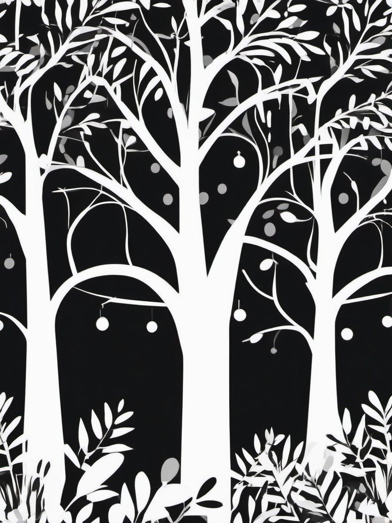 Tree Clipart Black and White,Decorating an eco-friendly event with tree clipart black and white  simple, 2d flat