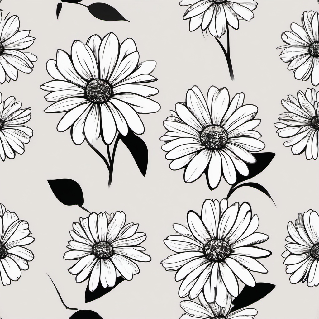 Daisy Tattoo Design - Tattoo design specifically focused on the charming daisy flower.  simple color tattoo,minimalist,white background