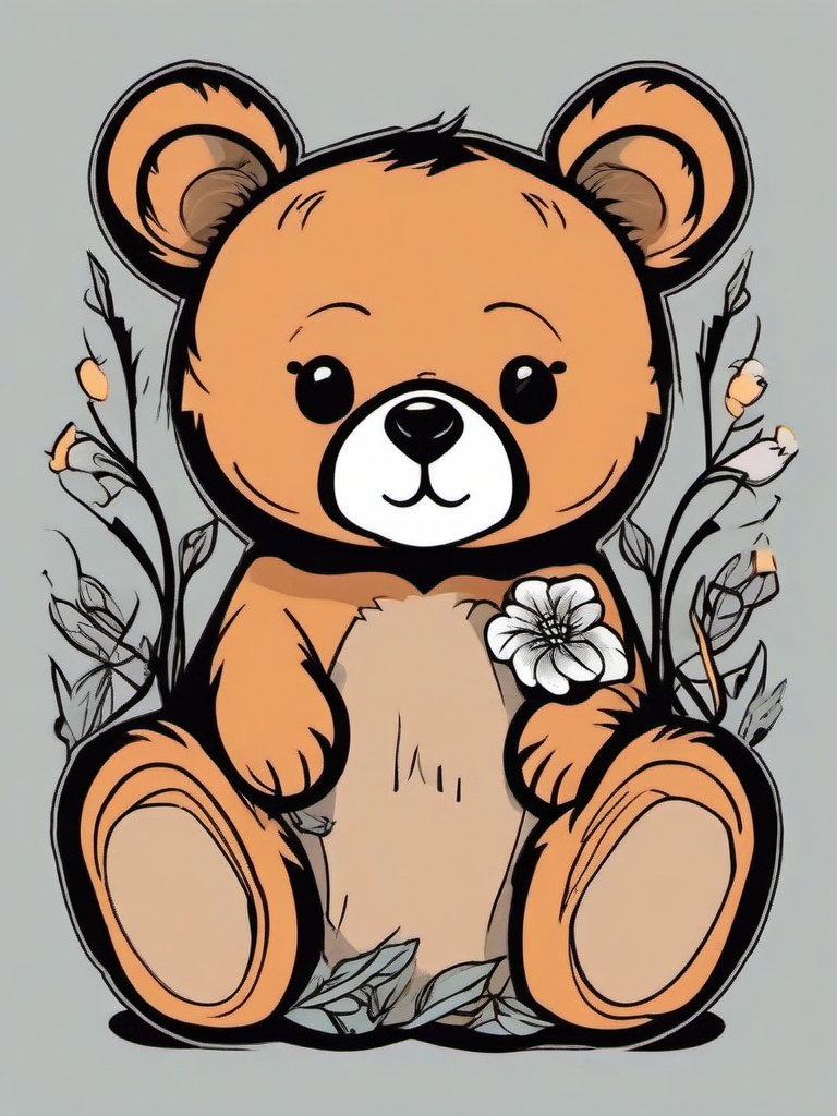 cute bear tattoo  simple vector color tattoo