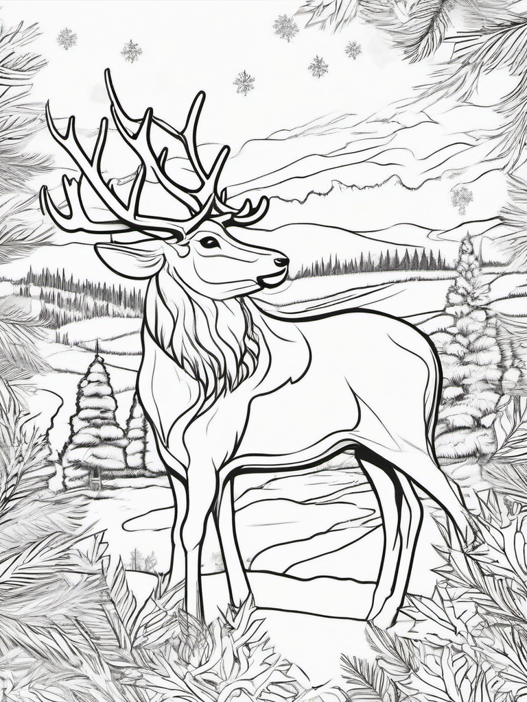 Santa Reindeer Colouring Pages  outling,coloring pages,black and whit