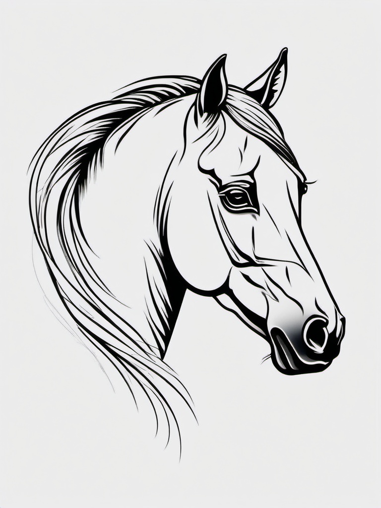 horse head tattoo outline  simple tattoo,minimalist,white background