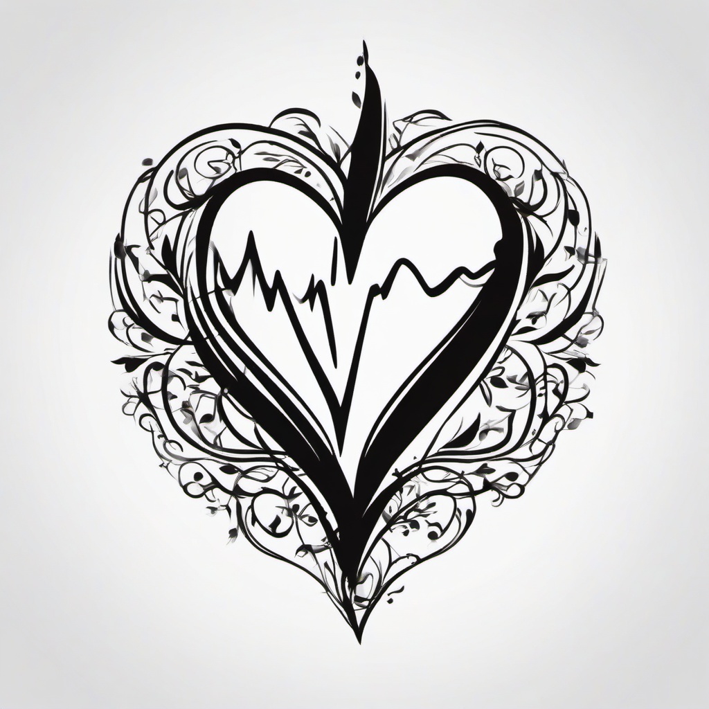 Heartbeat Lifeline Tattoo - Celebrate the essence of life with a tattoo that beautifully represents the lifeline through a rhythmic heartbeat.  simple vector color tattoo,minimal,white background