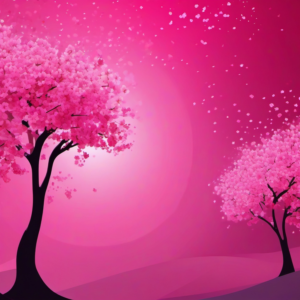 Pink Background - Dreamy Pink Cherry Blossom Trees wallpaper splash art, vibrant colors, intricate patterns