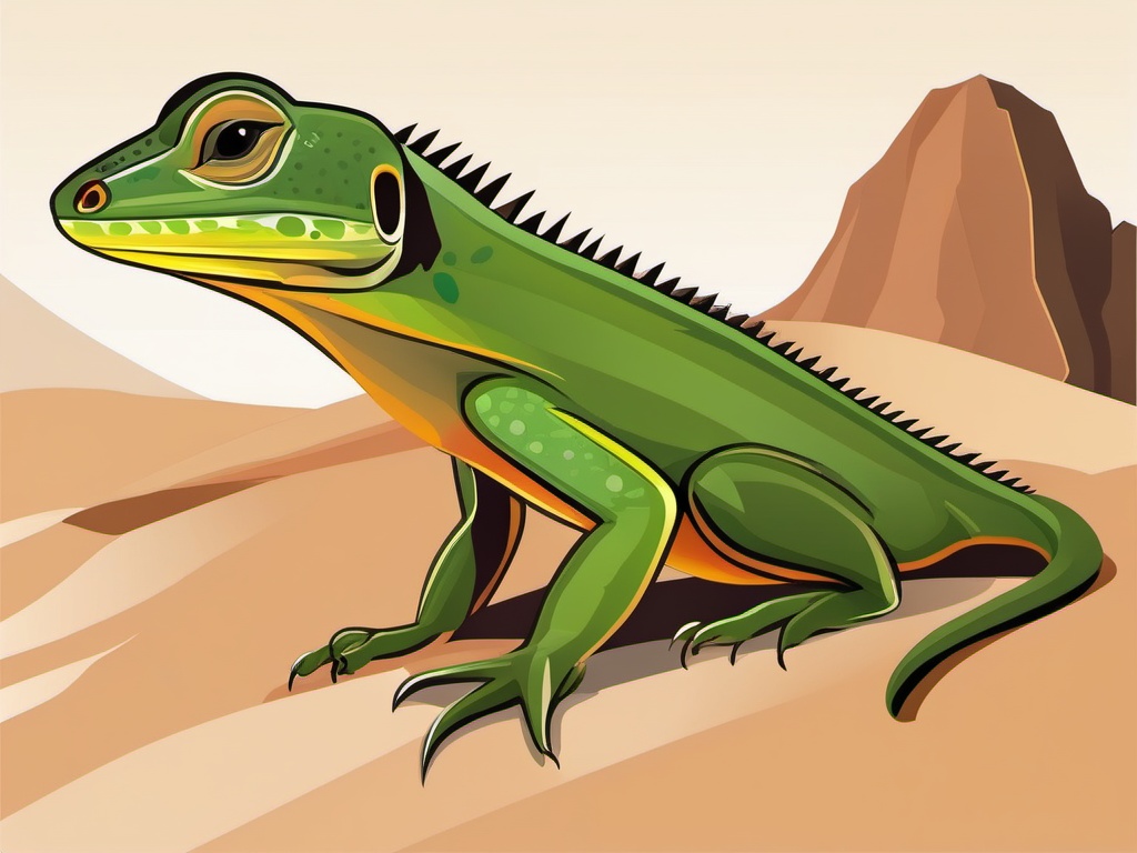 Lizard Clipart - Lizard blending into its desert surroundings , minimal, 2d