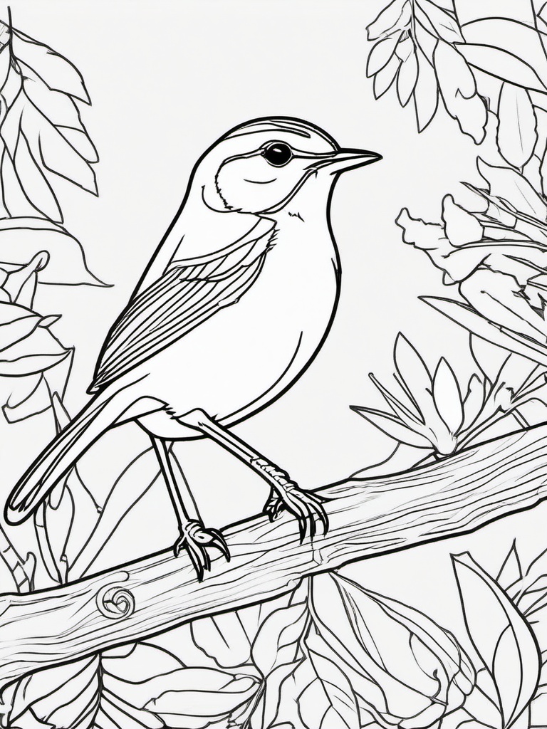 Wren Coloring Pages - Tiny Energetic Backyard Bird  minimal black outline printable sheet, coloring page