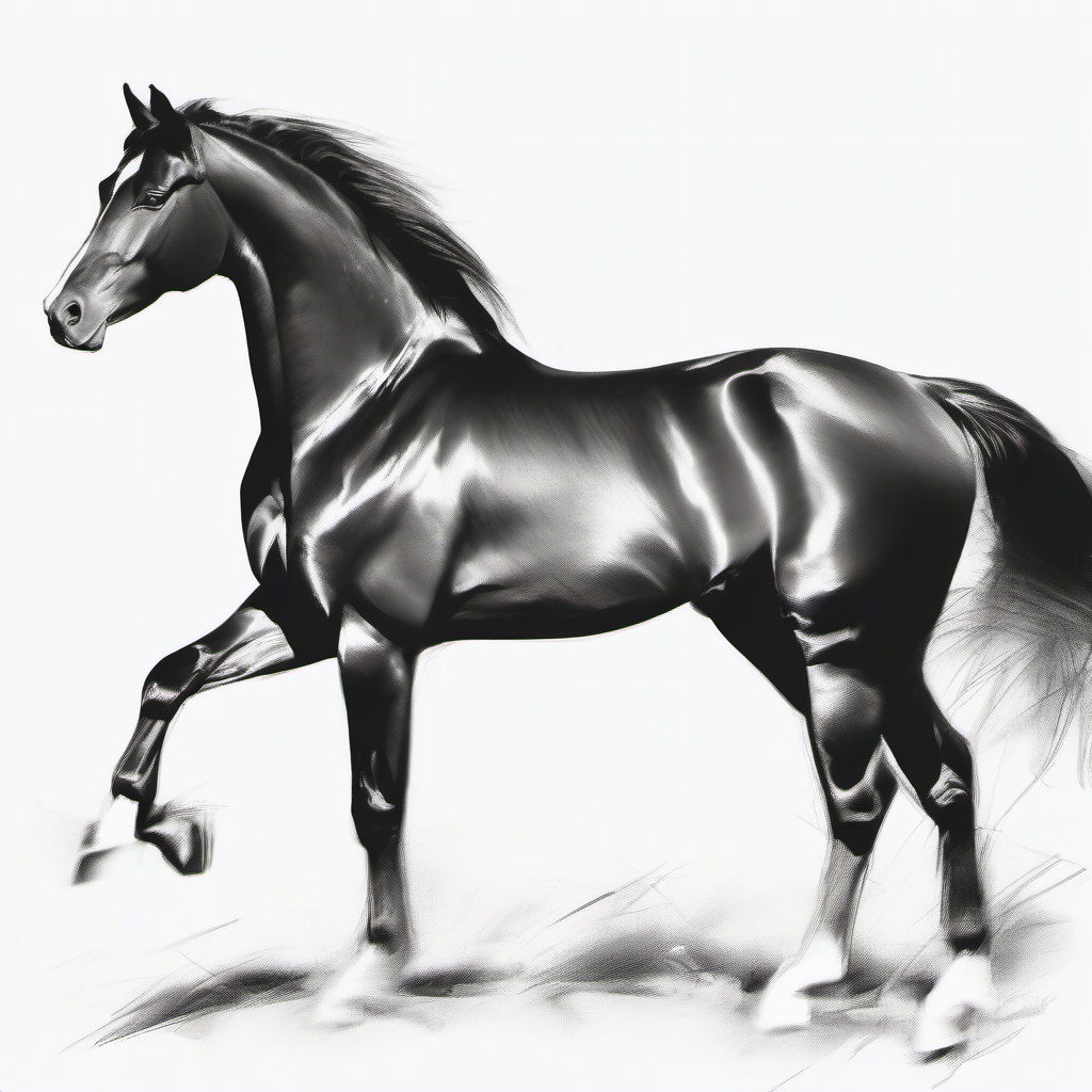 drawing of Hanoverian horse  minimal rough sketch scribbles,doodles,black and white