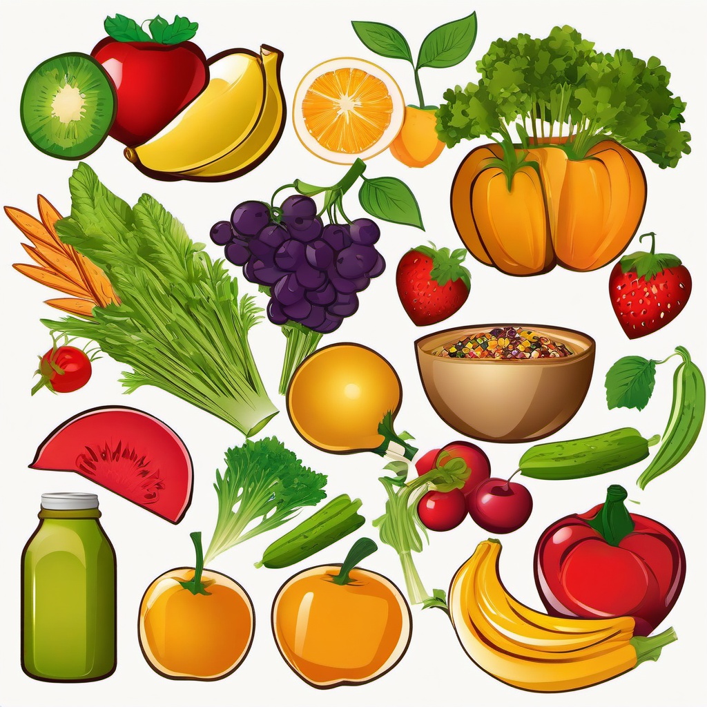 Food clipart - healthy meal with fruits and vegetables  