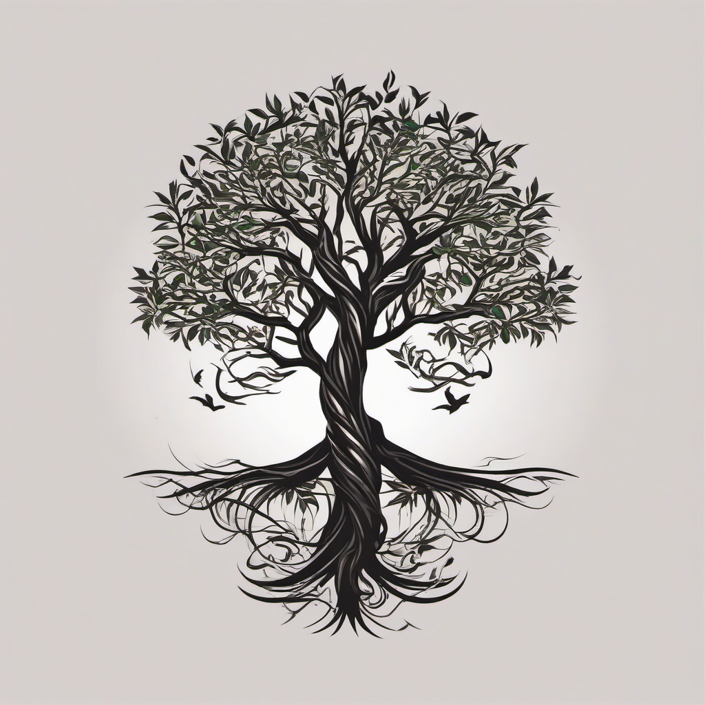 ash tree tattoo  simple vector color tattoo