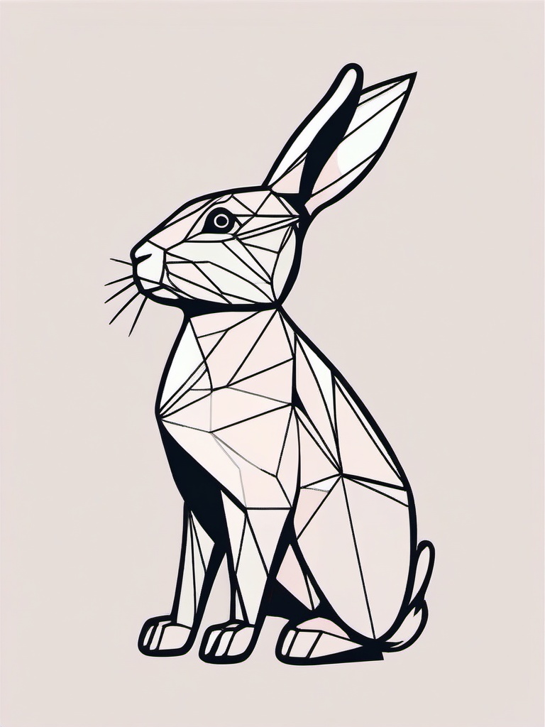 geometric bunny tattoo  minimalist color tattoo, vector