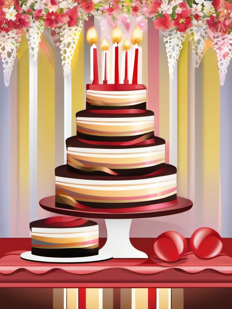 Cake clipart - cake on a decorated table for a celebration  