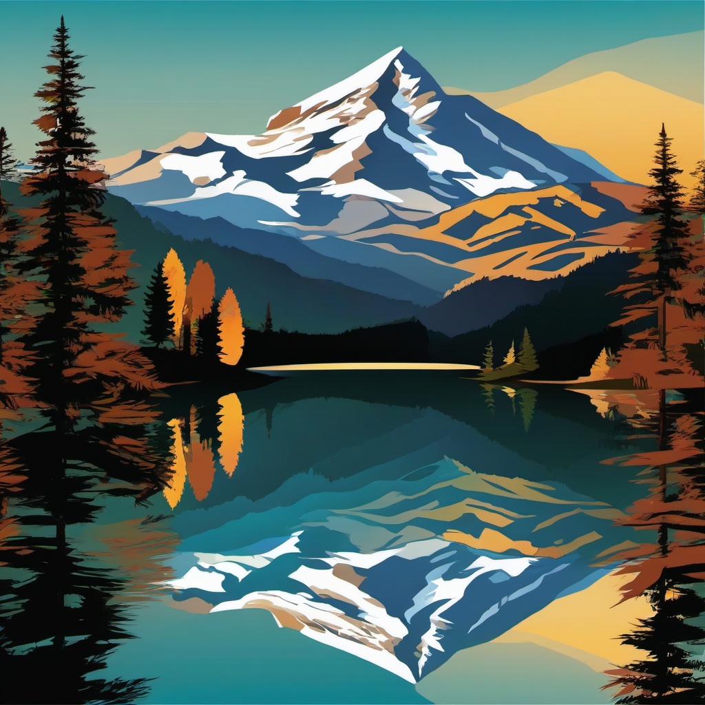 Mountain clipart - mountain reflected in a lake  