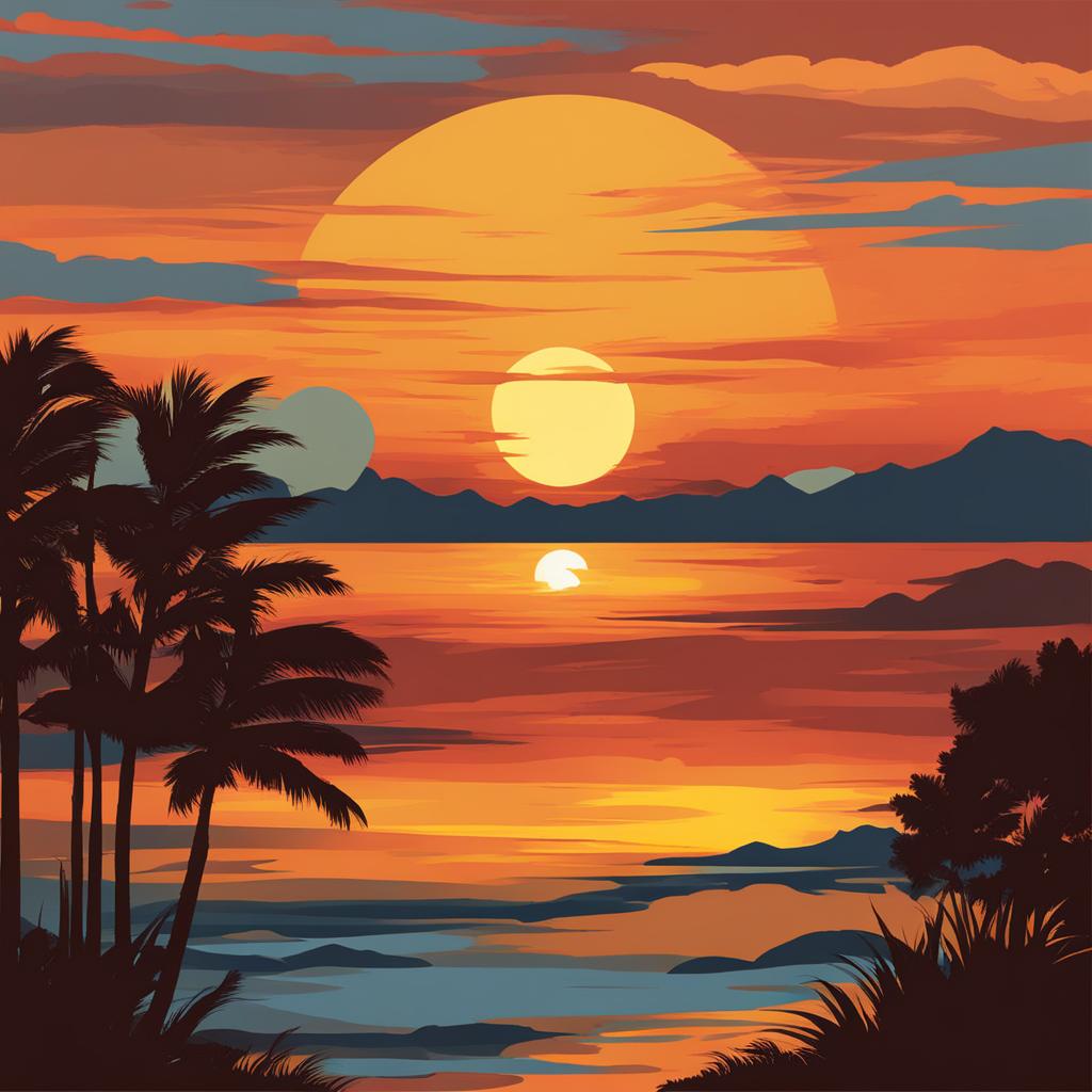 sunset clipart - painting the sky in warm hues. 