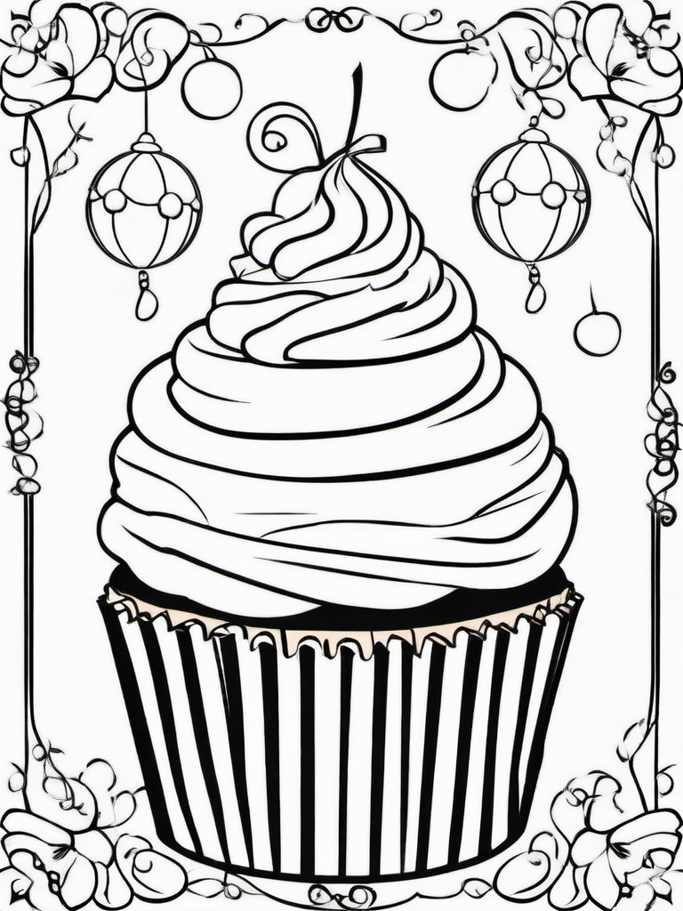 Cupcake Coloring Pages - Cupcake in a circus theme with clowns  simple coloring pages