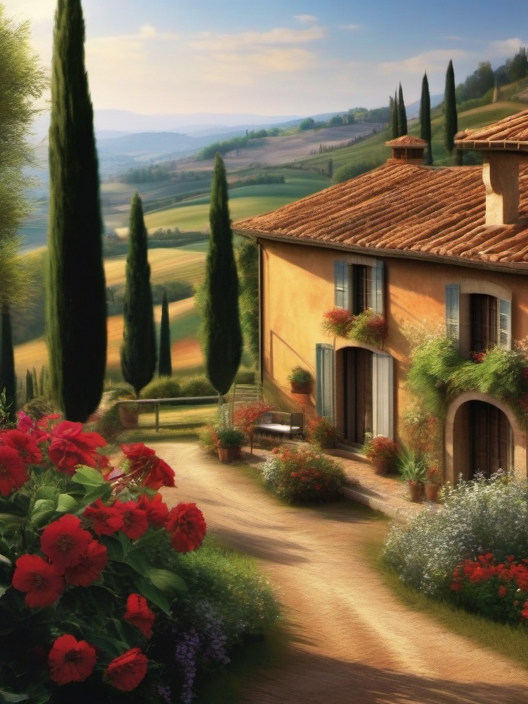 Tuscan Countryside Haven - Transport your bedroom to the charming Tuscan countryside. , bedroom interior decor design ideas, multicoloured, photo realistic, hyper detail, high resolution,