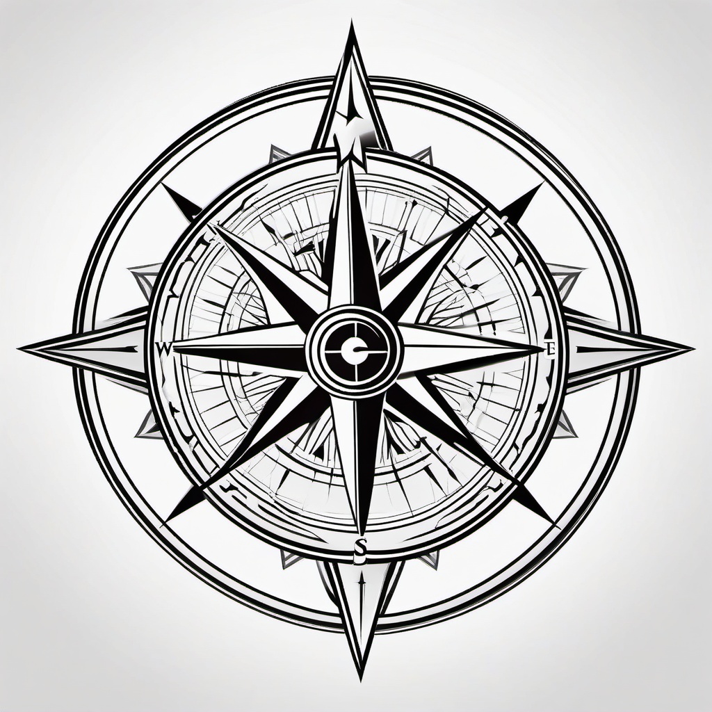 Compass Traditional Tattoo - Compass tattoo designed in a traditional style.  simple vector tattoo,minimalist,white background