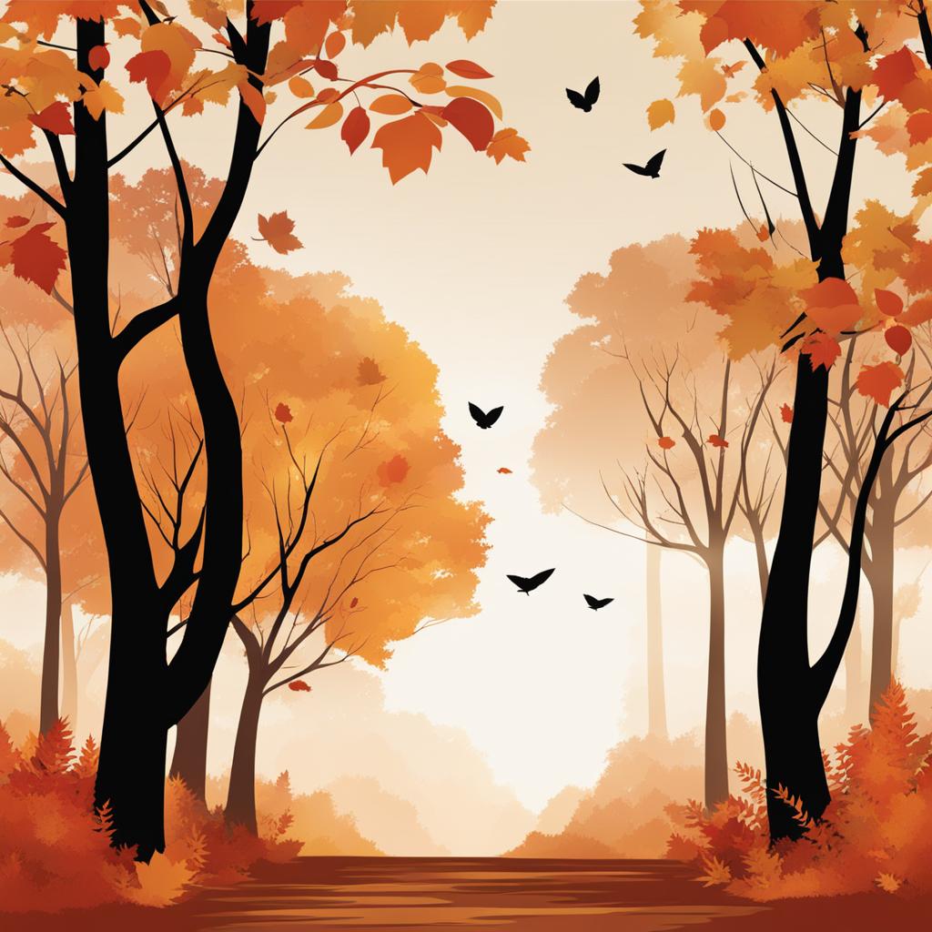 fall clipart: drifting gently from trees in an autumn forest. 