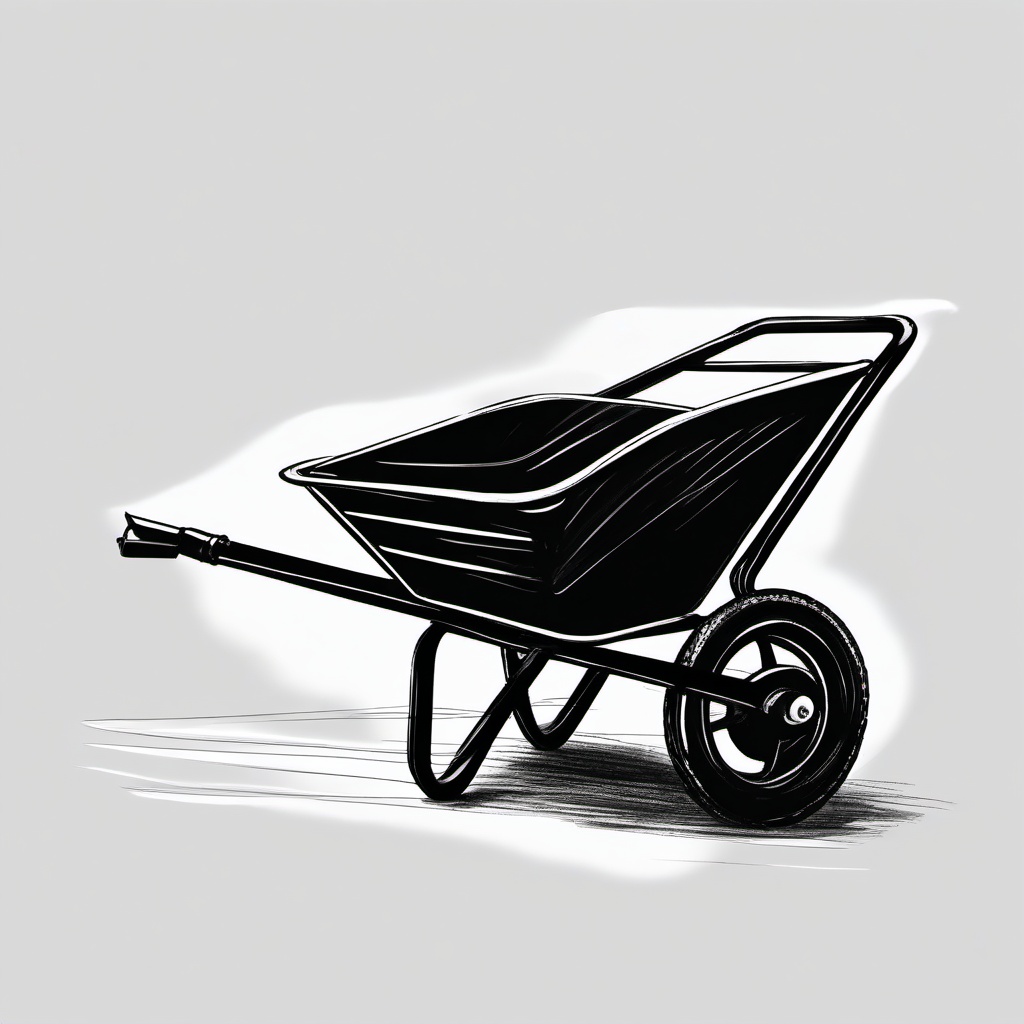 sketch of wheelbarrow  minimal rough sketch scribbles,doodles,black and white