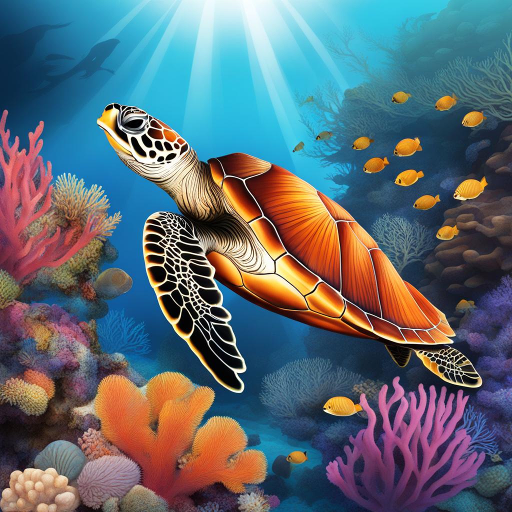 turtle clipart: exploring the depths of a vibrant coral reef. 