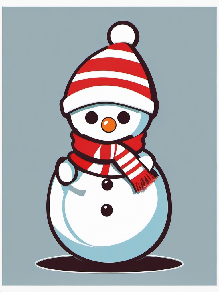 Elf clipart - playful elf hiding behind a snowman  color,minimalist,vector clipart