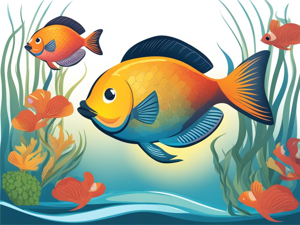 fish clipart - a playful fish swimming in water. 